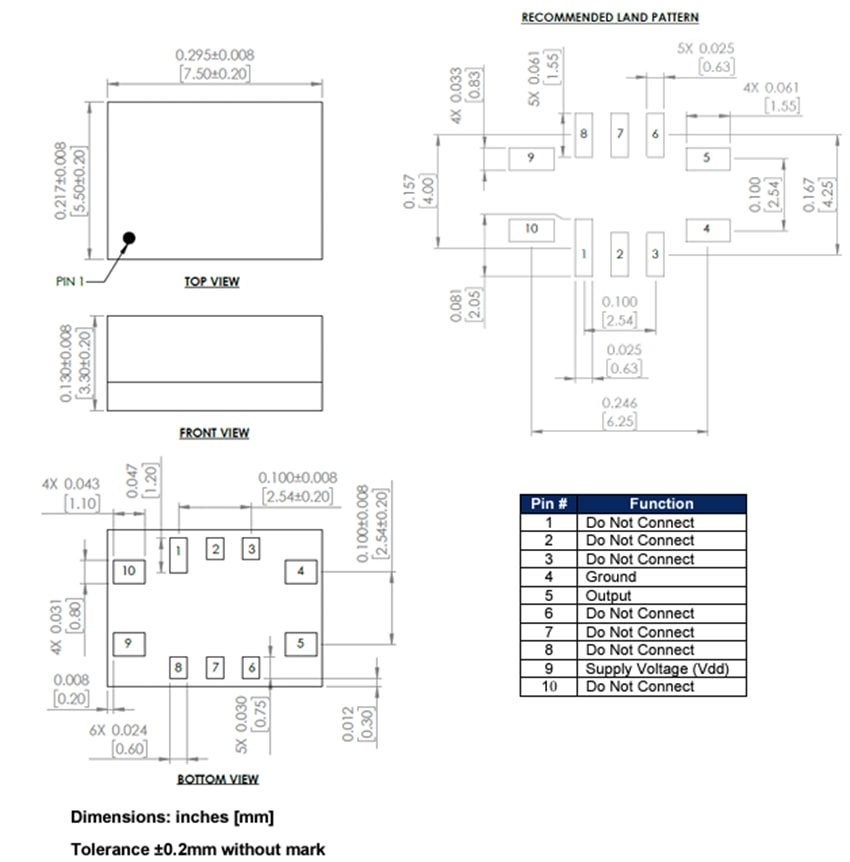Mechanical Drawing - Abracon AOC75 Oven Controlled Crystal Oscillators